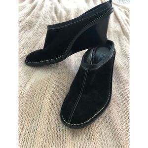 Black Suede Cole Haan Wedge Mules Size 7.5